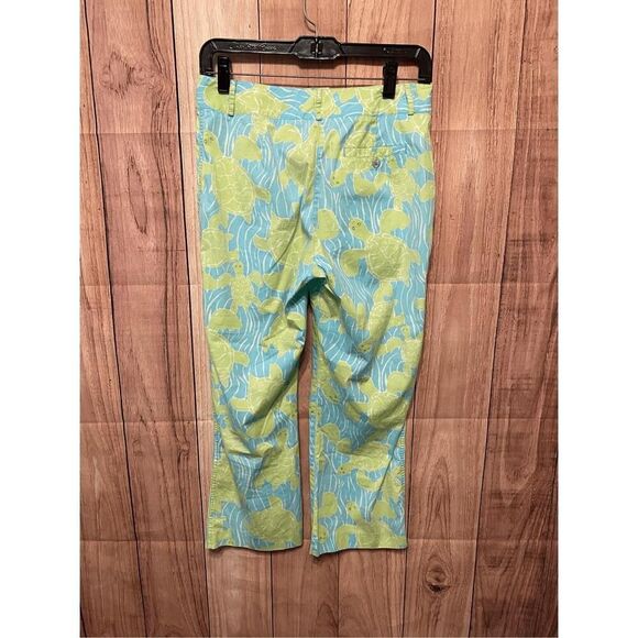 Lilly Pulitzer size 4 blue green turtle pants vintage - Picture 5 of 6